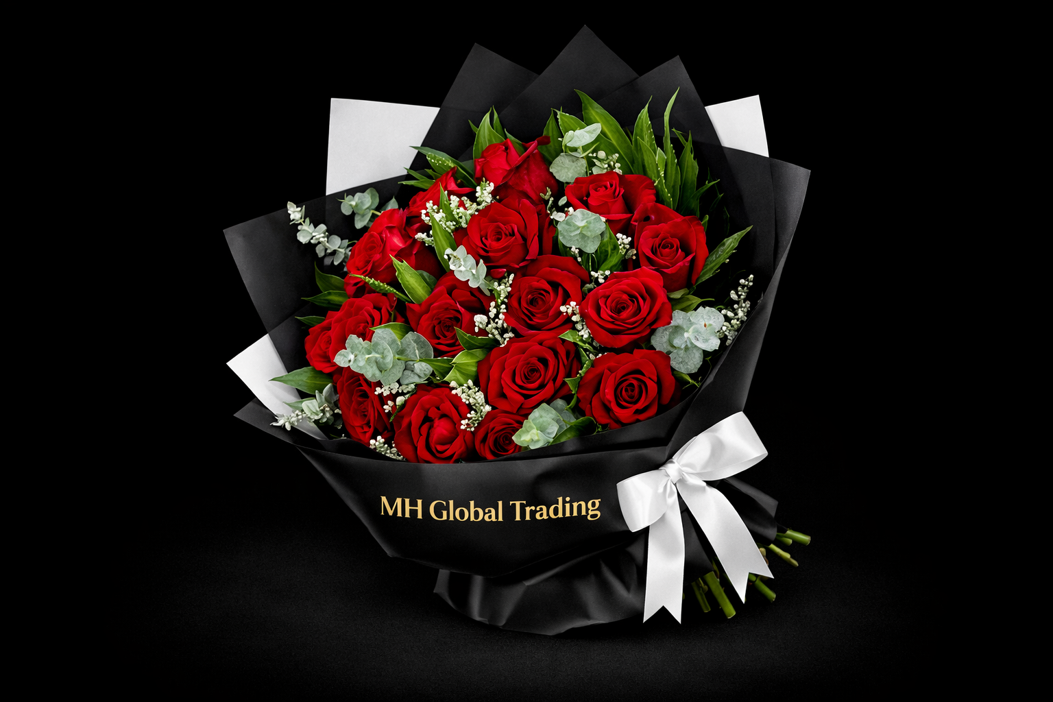 34 red roses with accessories