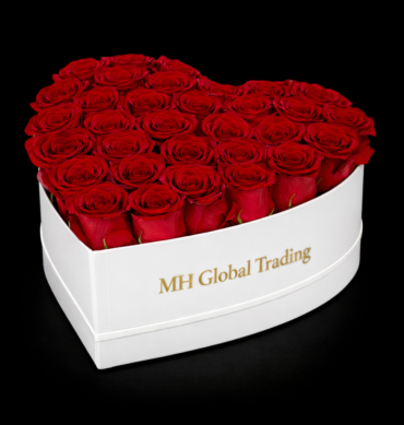 101 red roses inside the white heart box