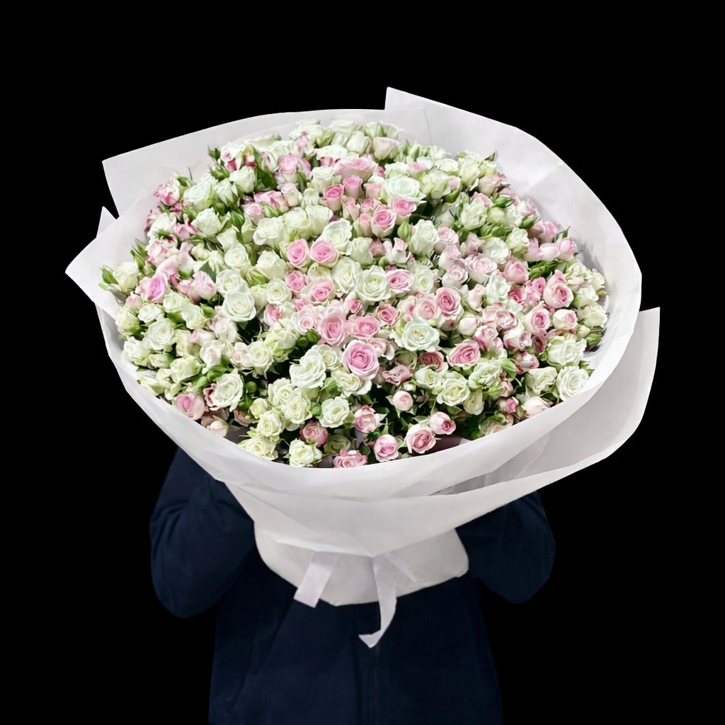 Pinl and whit spray roses 100 stems also you can chose any color of spray roses