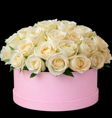 51 white roses inside the box