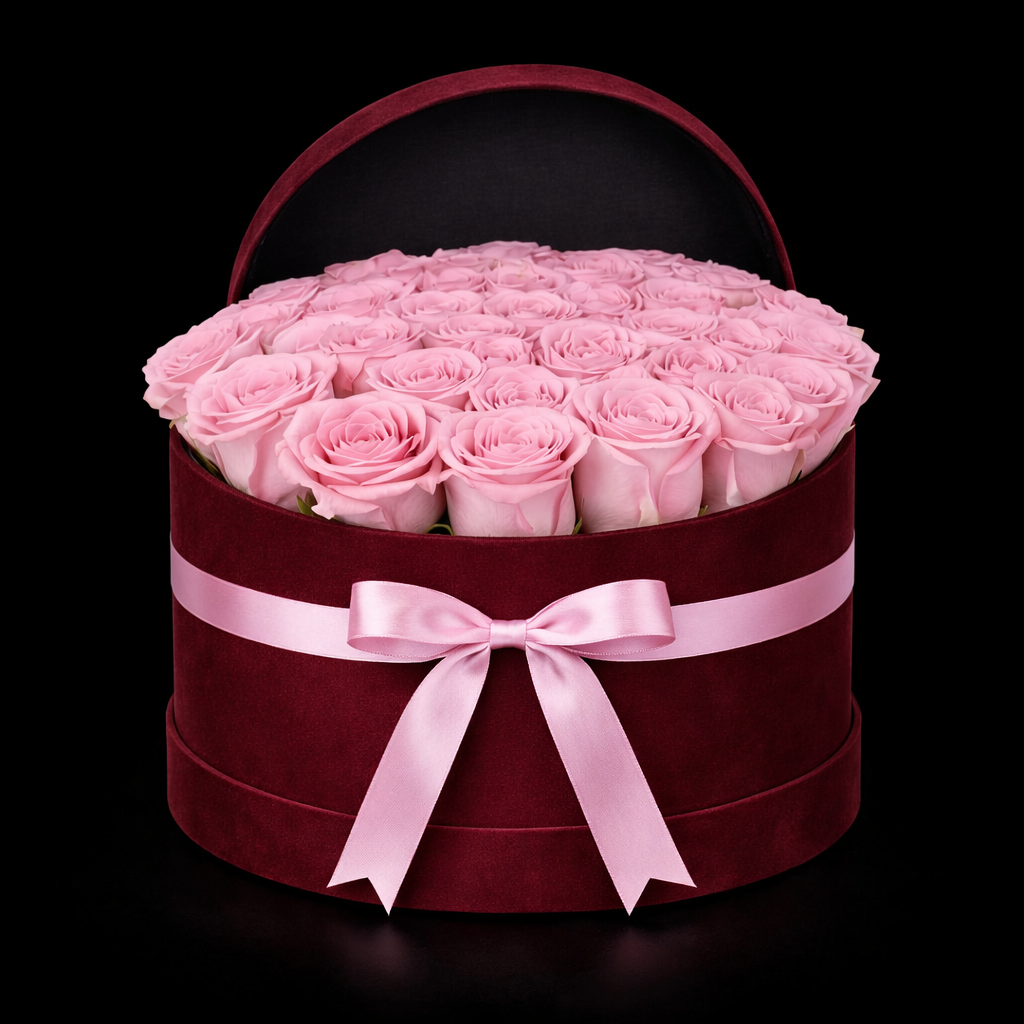 45to50 pcs purple roses inside the box