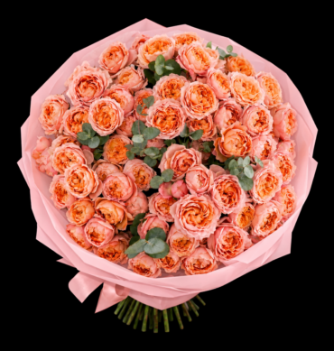 Luxury Peach Garden Rose Bouquet A breathtaking hand-tied bouquet featuring premium peach garden roses with lush