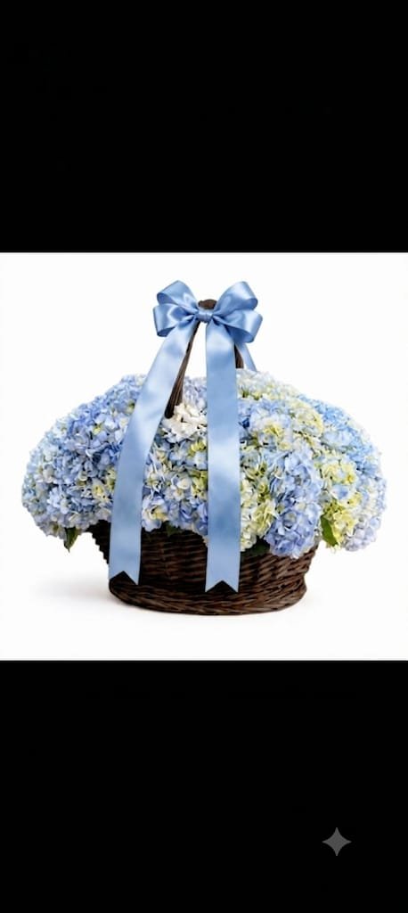 Hydrangea blue 35 to 40 pcs inside the baskit