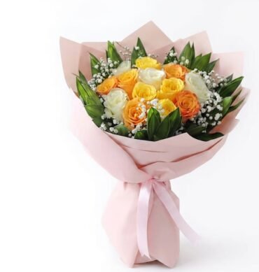 Yellow Orange and white 20pcs bouquet