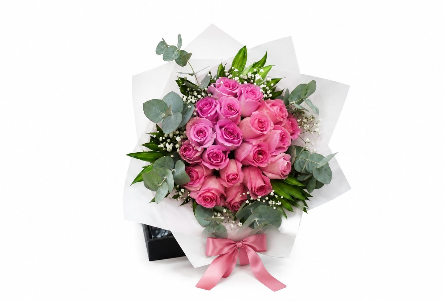20pcs pink roses with accessories