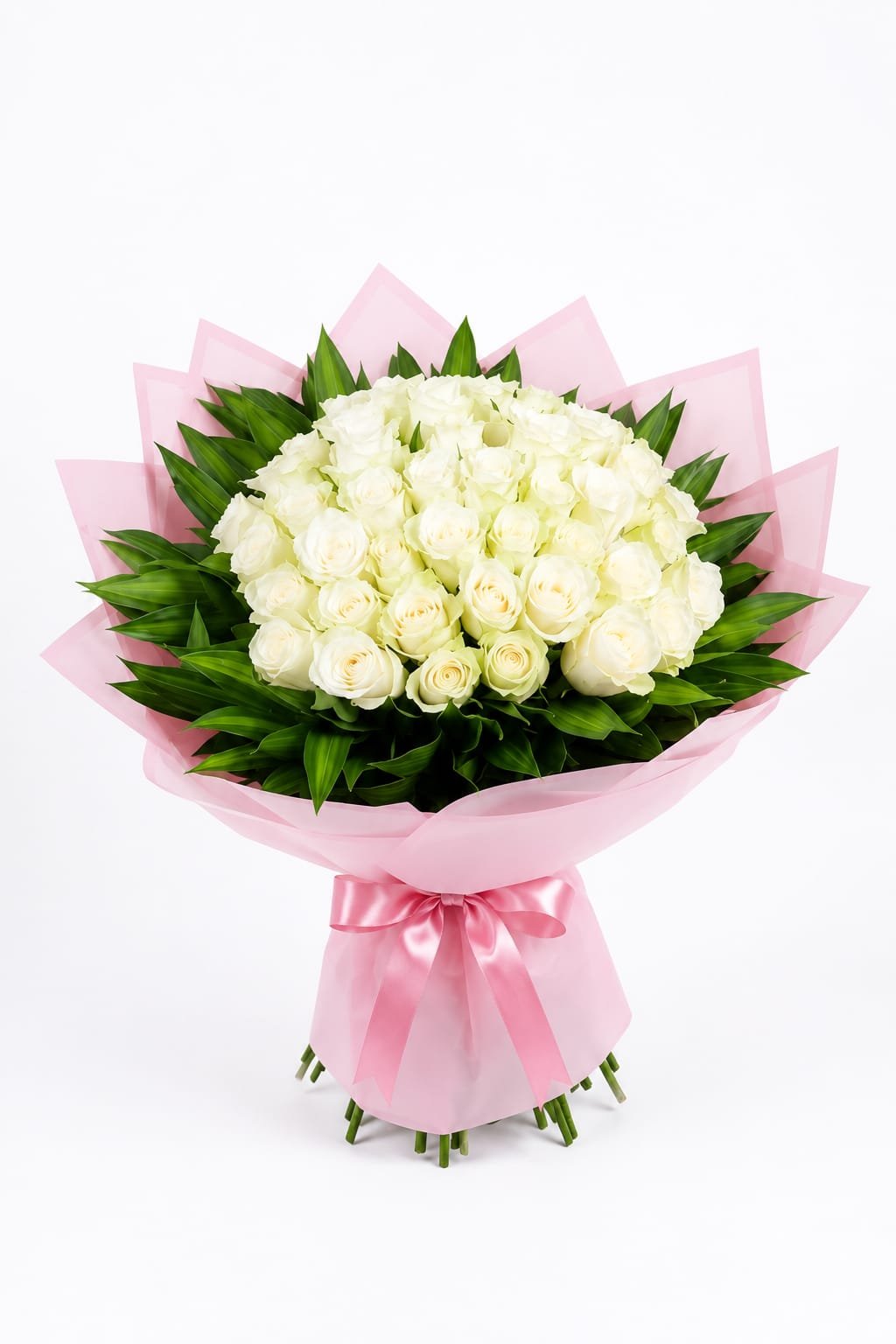 50 pcs white rose with accessories