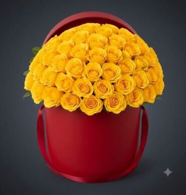101pcs Yellow Roses inside the round box