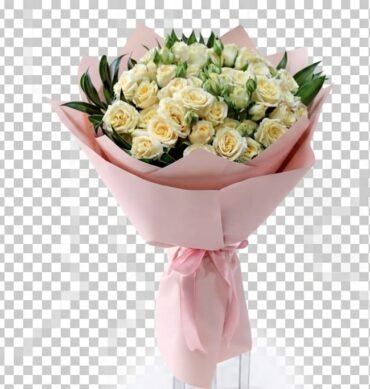 Peach Spray roses bouquet with accessories