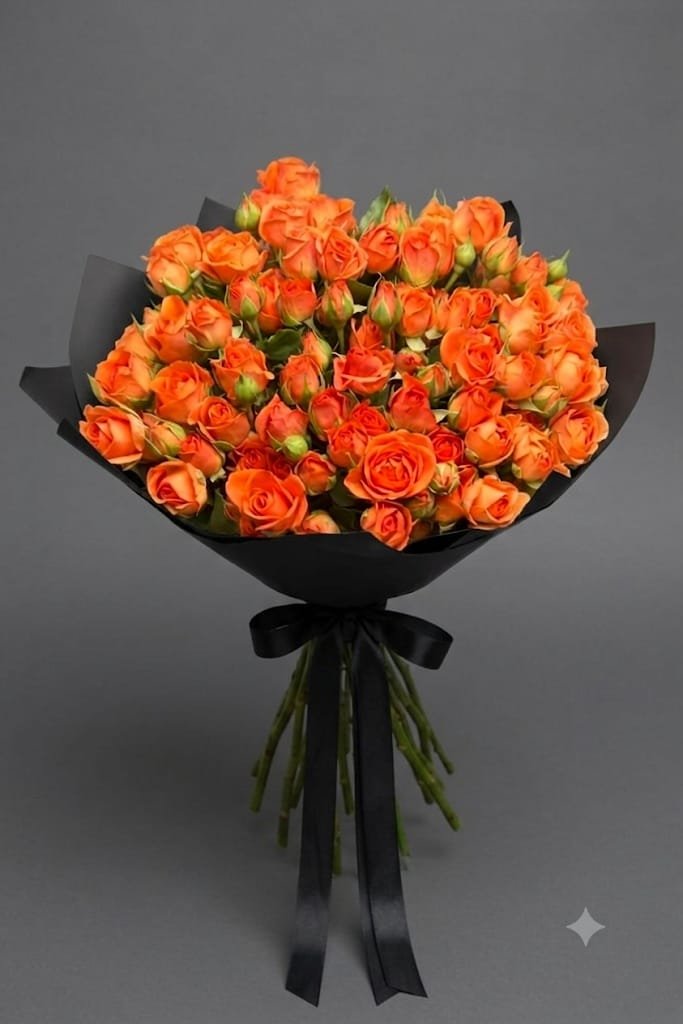 Orange Spray roses 30 to 35 stems bouquet