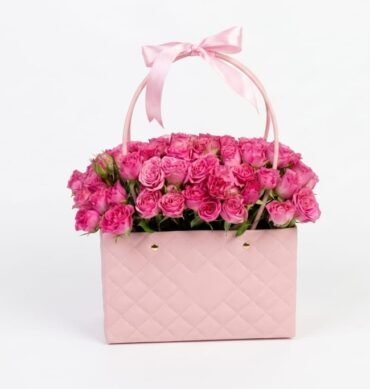 Dark Pink spray roses inside the bag