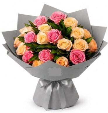 Peach and pink Roses 20pcs with accessories