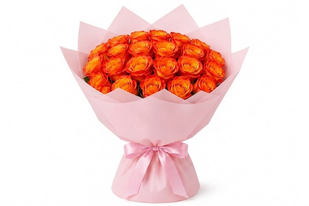 30pcs Orange Roses bouquet
